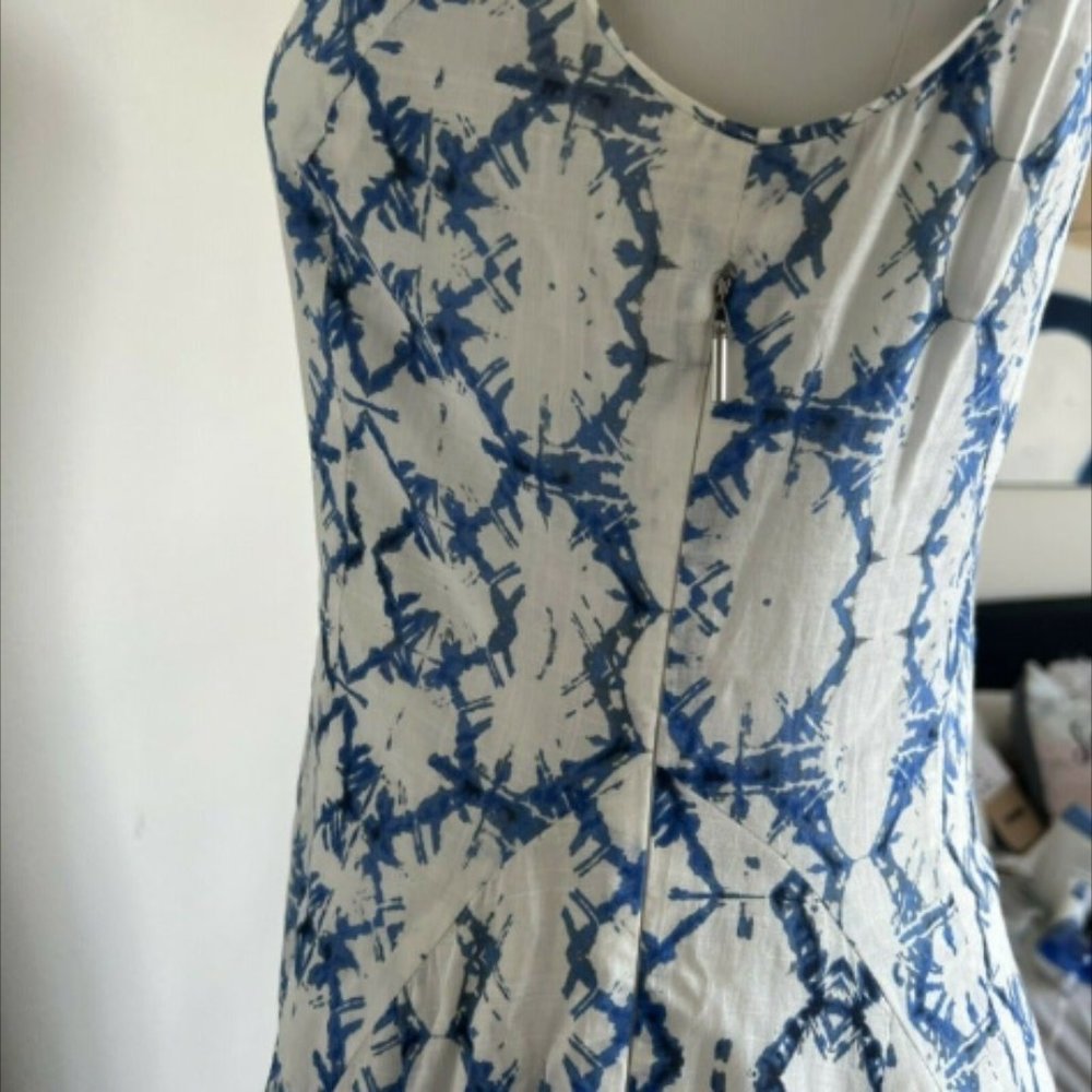 Rebecca Taylor size 4 Sleeveless Tie Dye Dress Color:Frost Combo blue and white - Picture 9 of 12